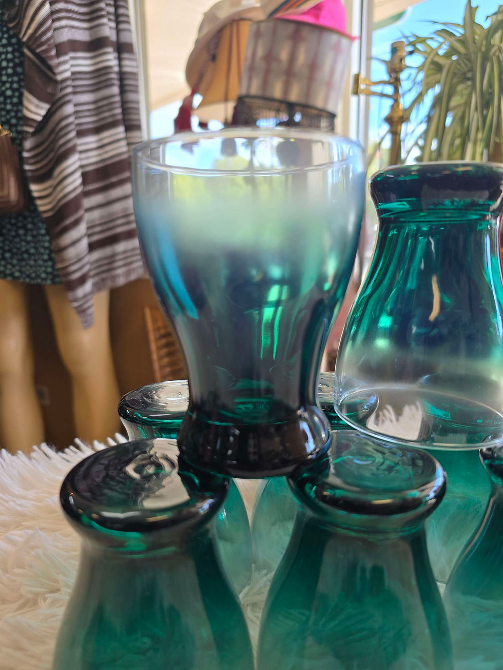 Thumbnail: 8 piece Green Ombre Frosted juice glassware