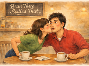 Yamini kisses Akash in Bean There Spilled That coffee shop in Chimboli, a scene from Apulki Chapter 17 by Hansa Writer