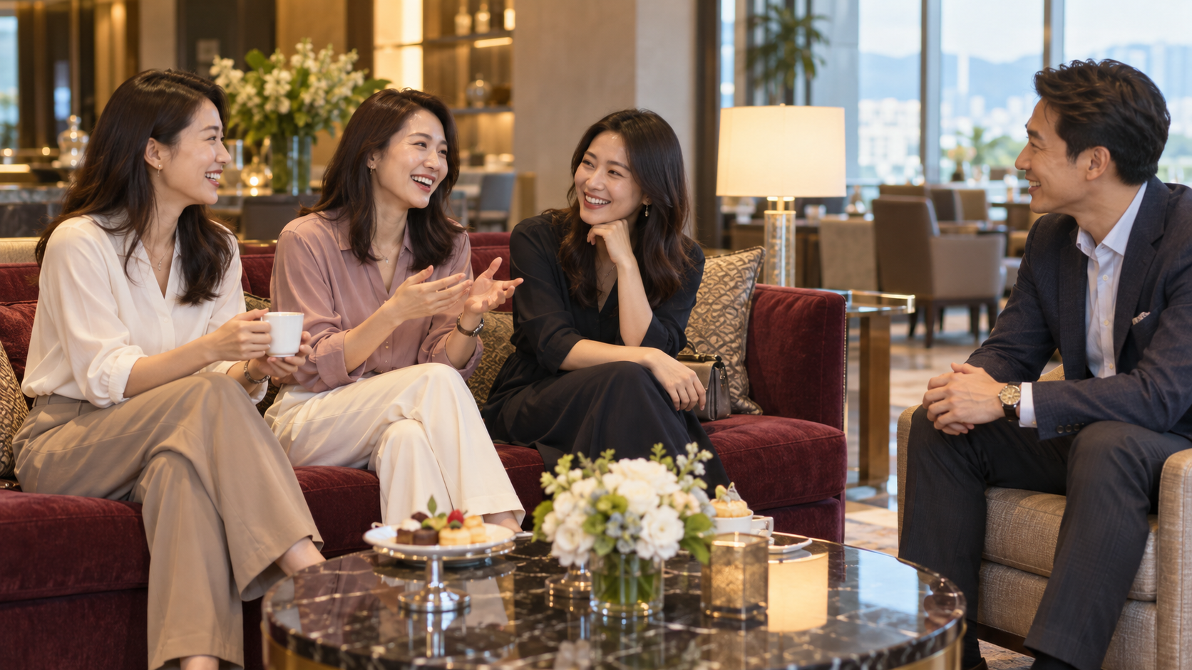 姊妹相聚,AI 情境示意