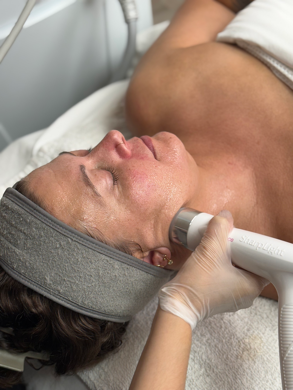 A customer receiving a glass skin facial