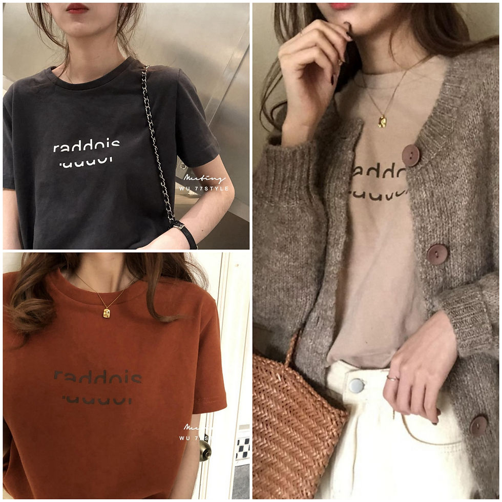 SHT17 短袖T恤 韩版字母宽松大码上衣 Short-sleeved T-shirt Korean letter loose plus size top