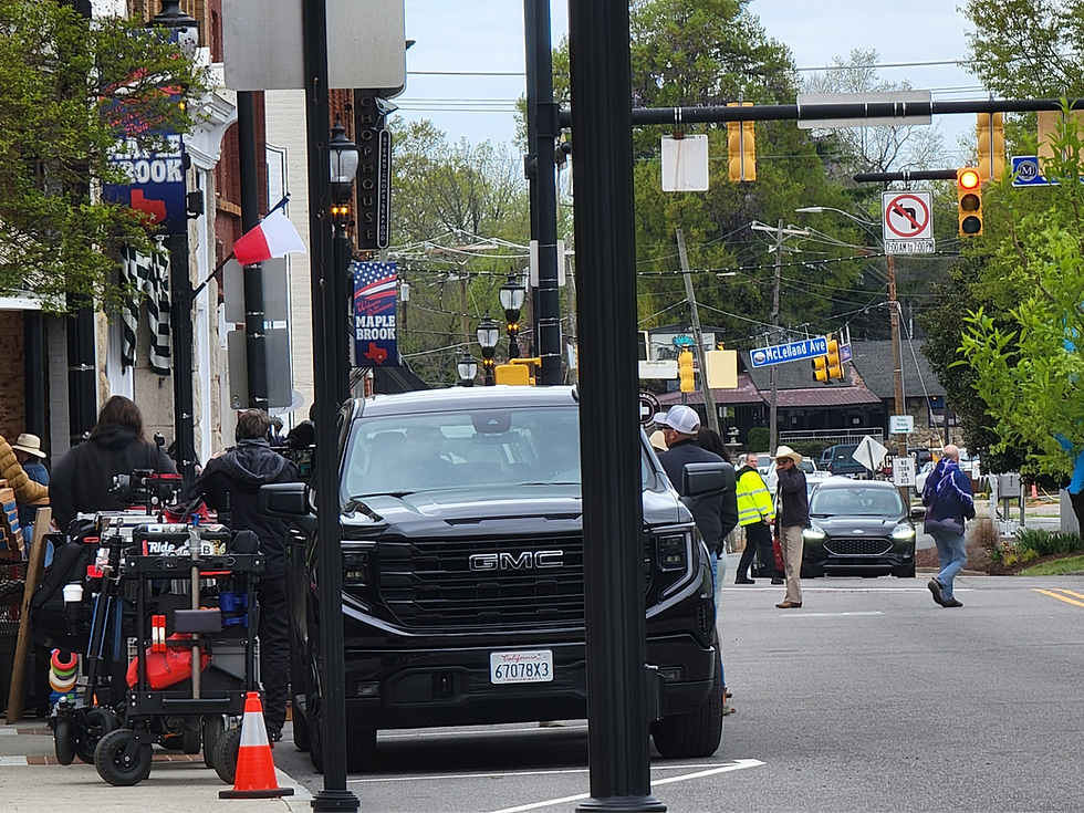 A photo of the Hunting Wives set; filming in Downtown Mooresville NC.