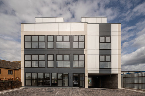 Finished facade of a modular house - manufactured off site