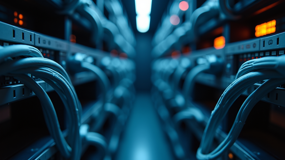 Close-up view of low voltage cables neatly organized in a server room