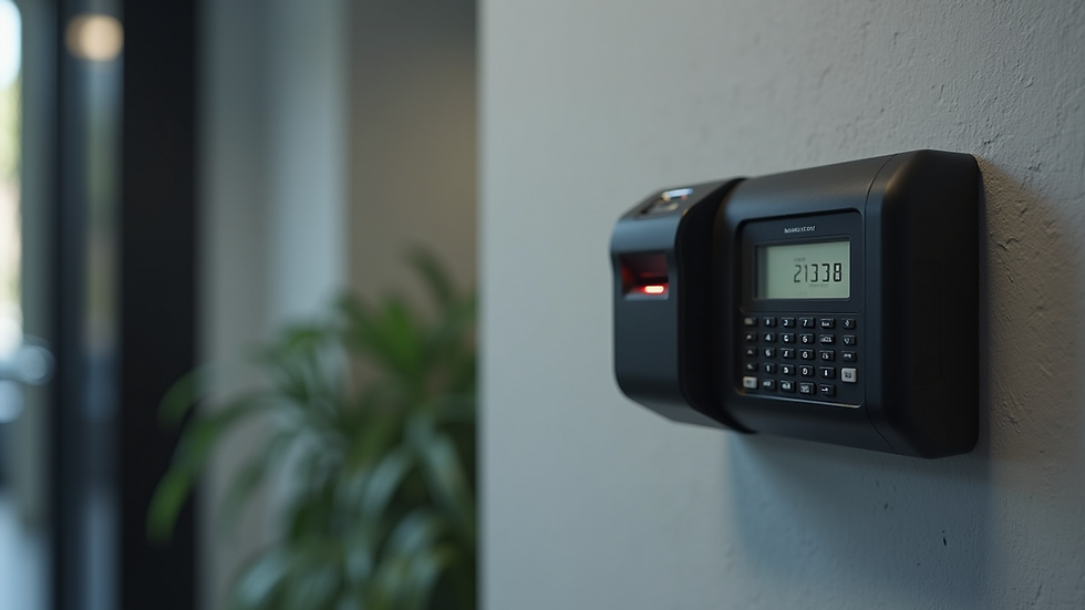 Close-up view of a security card reader installed on a wall