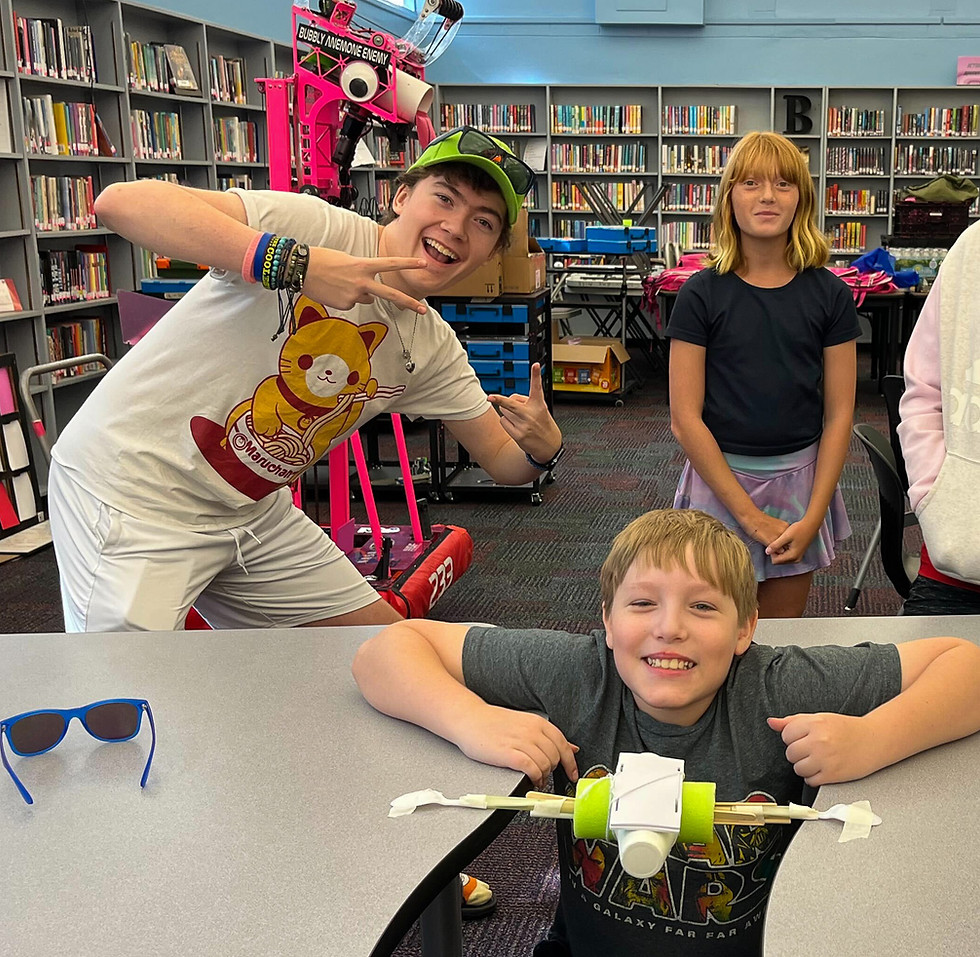 Students with their creation at summer camp