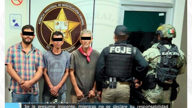 Detienen a tres masculinos en operativo conjunto en Bácum; les aseguran droga y arma de fuego