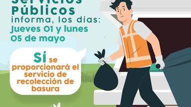 Se proporcionará servicio normal de recolección de basura este lunes 5 de mayo