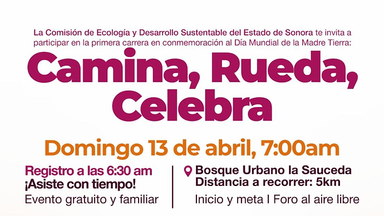 Invita Gobierno de Sonora a participar en la primera carrera “Camina, Rueda, Celebra”
