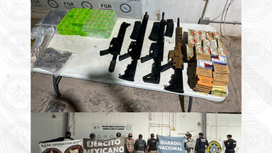 Operativo coordinado permite detención y aseguramiento de arsenal en tramo carretero Altar-Santa Ana