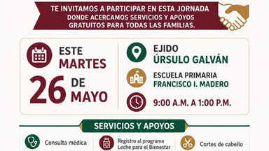 Llevará Ayuntamiento de Empalme jornada “El Día del Pueblo” al ejido Úrsulo Galván