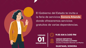 Viene a Guaymas la feria de servicios gratuitos Sonora Atiende, este viernes 1 de noviembre