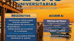 Inicia registro para entrega de apoyos a hijos universitarios y esposas de pescadores