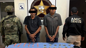 FGJES y DEFENSA detienen en flagrancia a dos personas con 69 dosis de droga en Cajeme