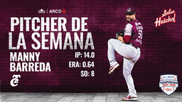 Dos grandes salidas, dos victorias y Manny Barreda es el Pitcher de la Semana