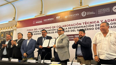 Fortalece Gobierno de Sonora transparencia y administración del patrimonio público con convenio de valuación de inmuebles
