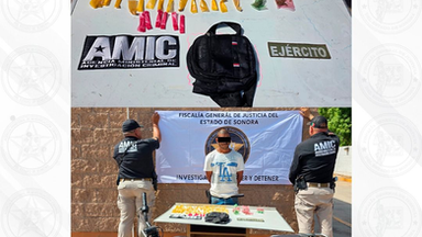 Operativo conjunto AMIC-DEFENSA deja un detenido con narcóticos y vehículo asegurado en Bácum
