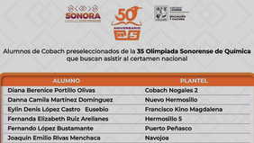 Compiten alumnos de Cobach Sonora para asistir a la Olimpiada Nacional de Química