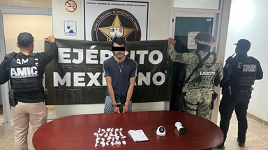 Operativo conjunto AMIC-DEFENSA-PESP asegura droga, cámaras y captura de un sujeto en Cajeme