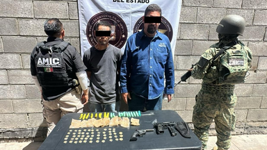 Asegura AMIC y DEFENSA droga, armas y captura a dos en cateo efectuado en Hermosillo