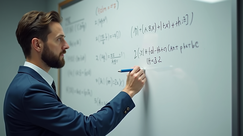 Close-up view of a tutor explaining a math problem on a whiteboard