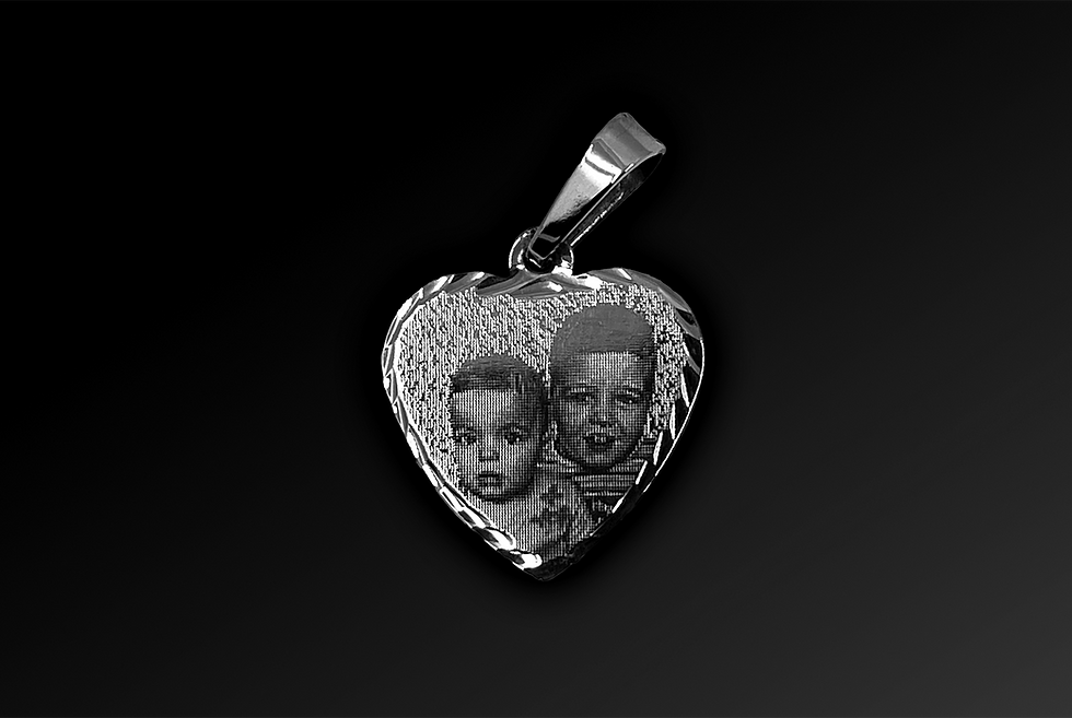 Thumbnail: Laser Engraved, Photo Pendant Sterling Silver Small