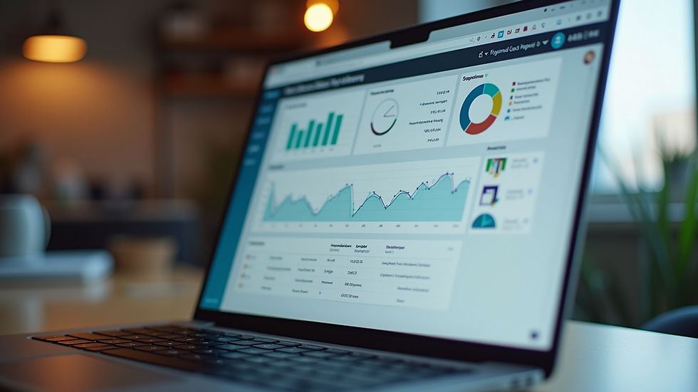 Eye-level view of a laptop screen showing SEO analytics dashboard