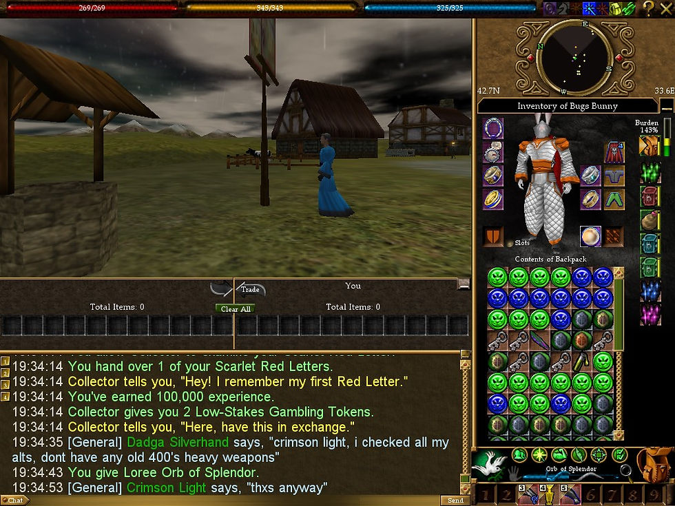 #Asheron's Call #Screenshots #Holtburg #Collector #Scarlet Red Letter #Low-Stakes Gambling Token #Orb of Splendor