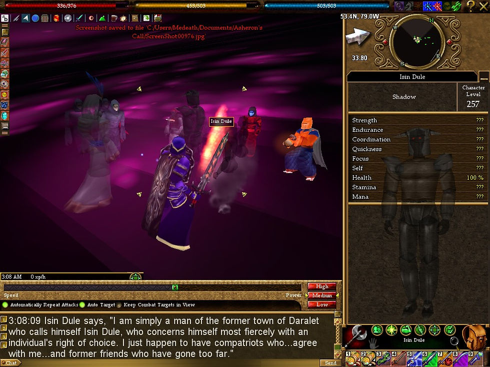 #Asheron's Call #Screenshots #Delving into Claude's Mind #Isin Dule