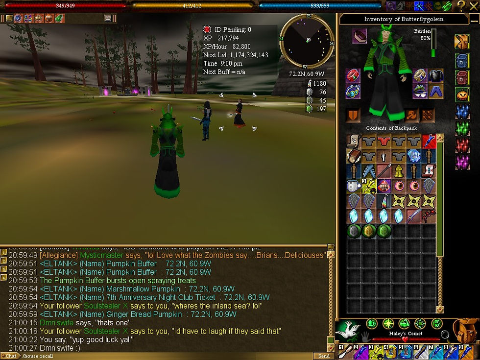 #Asheron's Call #Screenshots #Pumpkin Buffer #Marshmallow Pumpkin #7th Anniversary Night Club Ticket #Ginger Bread Pumpkin