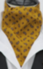 Thumbnail: Mens Mustard and Brown traditional paisley cotton ascot cravat & pocket square