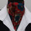 Thumbnail: Mens Rich Red with Blue and Mustard Poppies Design Cotton Ascot Cravat Square