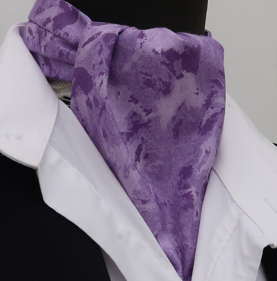 Thumbnail: Purple and Lilac tie dye batik effect Cotton Ascot Cravat / Pocket Square