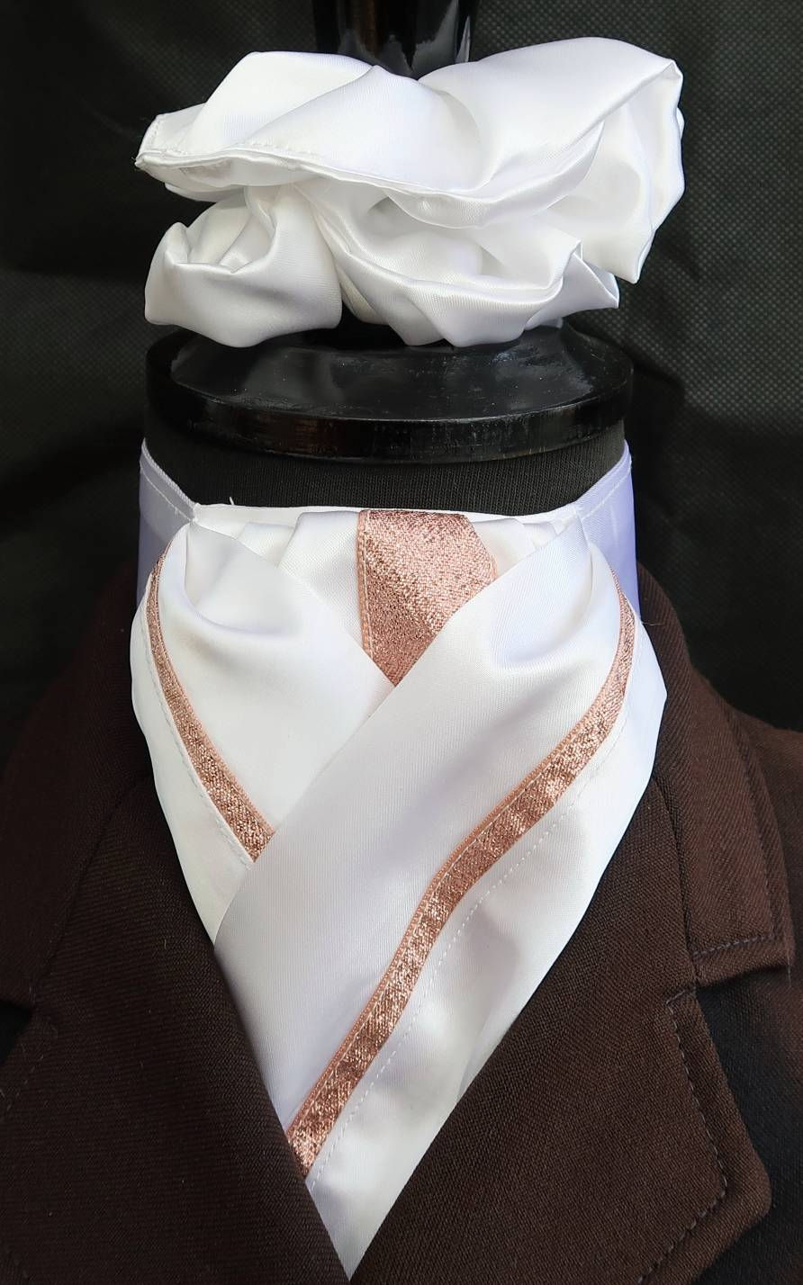 White and Rose Gold Faux Silk Riding Stock