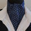 Thumbnail: Mens Navy Blue and White Dot Design Cotton Ascot Cravat / Pocket Square