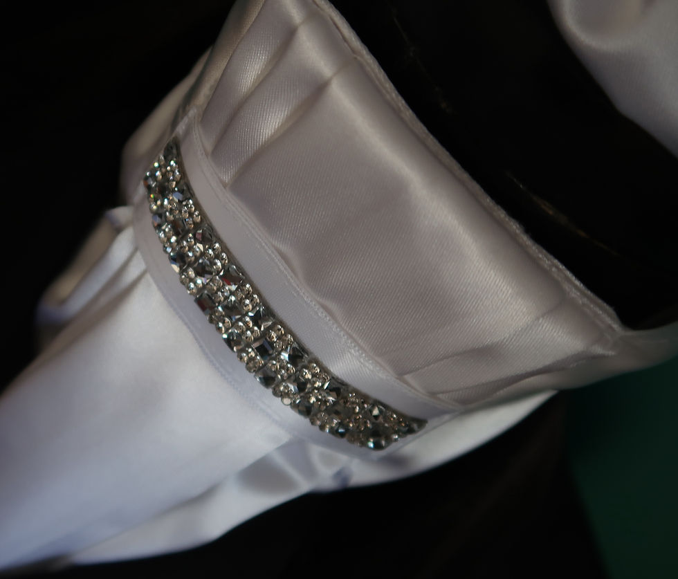 Thumbnail: Ready Tied Faux Silk Riding Stock Bib with Clear Diamante Detail