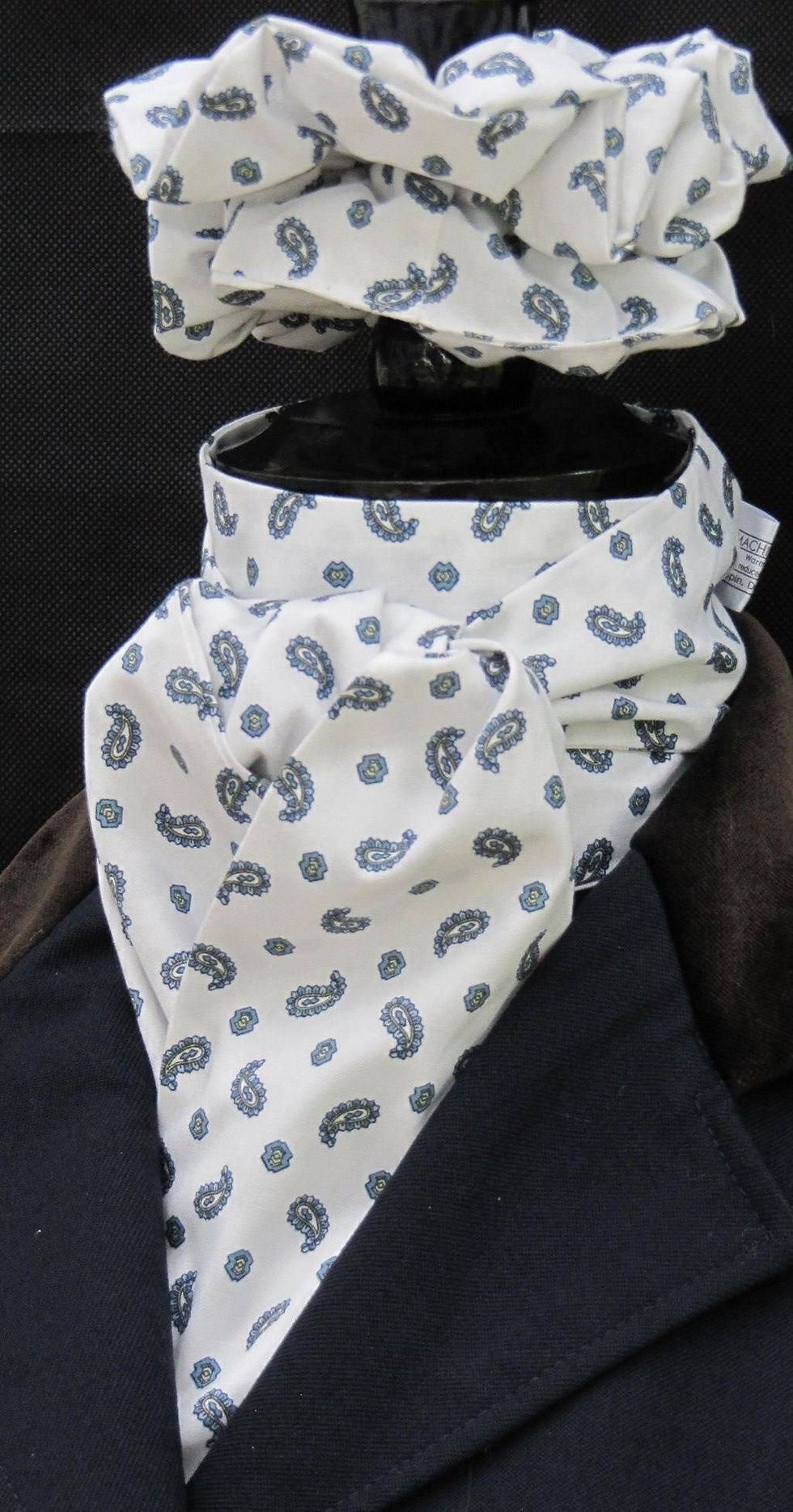 Thumbnail: White with Blue Paisleys Cotton Riding Stock