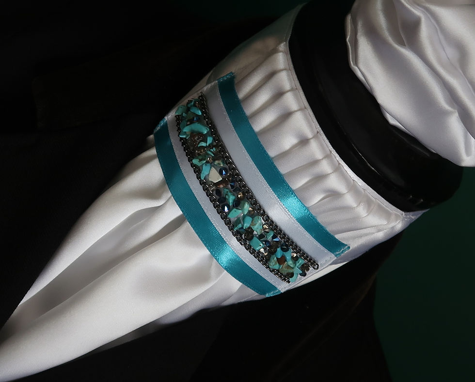 Thumbnail: Ready Tied Faux Silk Riding Stock with Turquoise Natural Stones and Diamantes