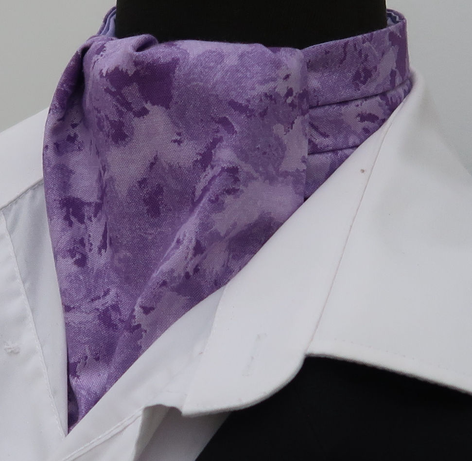 Thumbnail: Purple and Lilac tie dye batik effect Cotton Ascot Cravat / Pocket Square