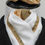Thumbnail: White Faux Silk with Two Colour Golds Riding Stock, option of Diamantes