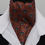 Thumbnail: Burnt Orange Green Pink and Gold Peacock Design Cotton Ascot Cravat / Pocket Squ