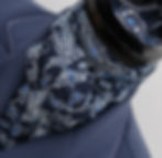 Thumbnail: Ready Tied or Self Tie Navy Blue White Paisley Cotton Stock Scrunchie Square
