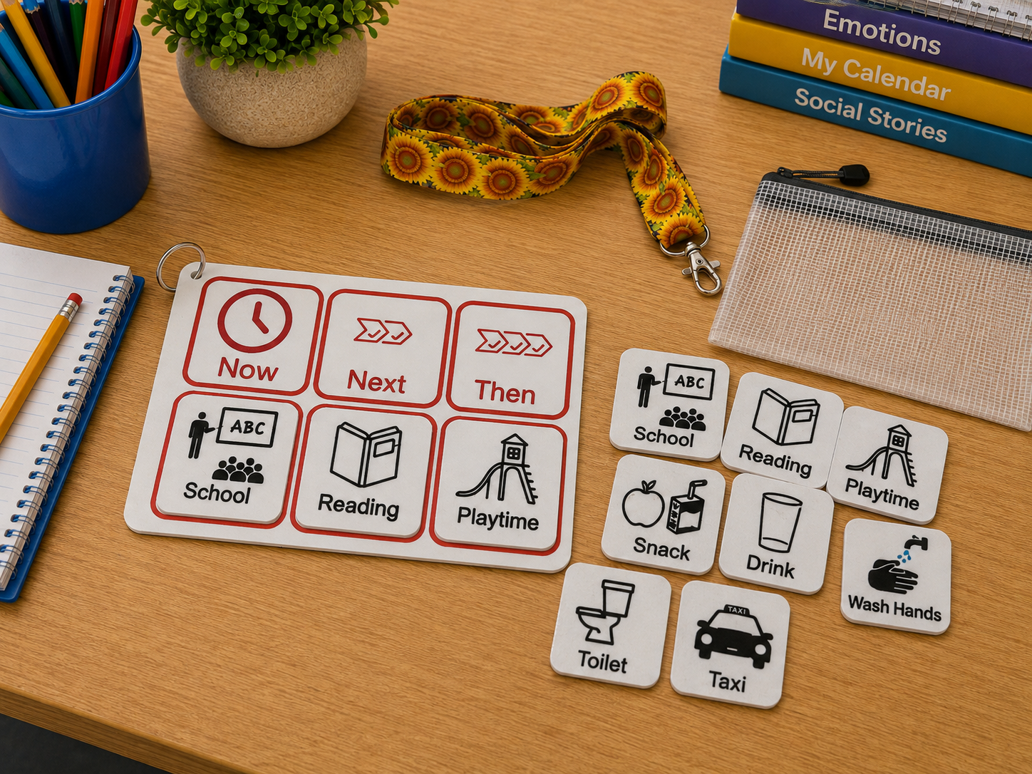 SEN Communication Board -Now, Next, Then - SCHOOL Starter Pack - for Autism/LD