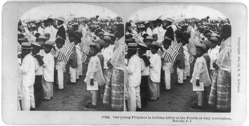 “Our young Filipinos in holiday attire at the Fourth of July celebration, Manila, P.I.,” stereograph, ca. 1900. CTTO: Library of Congress