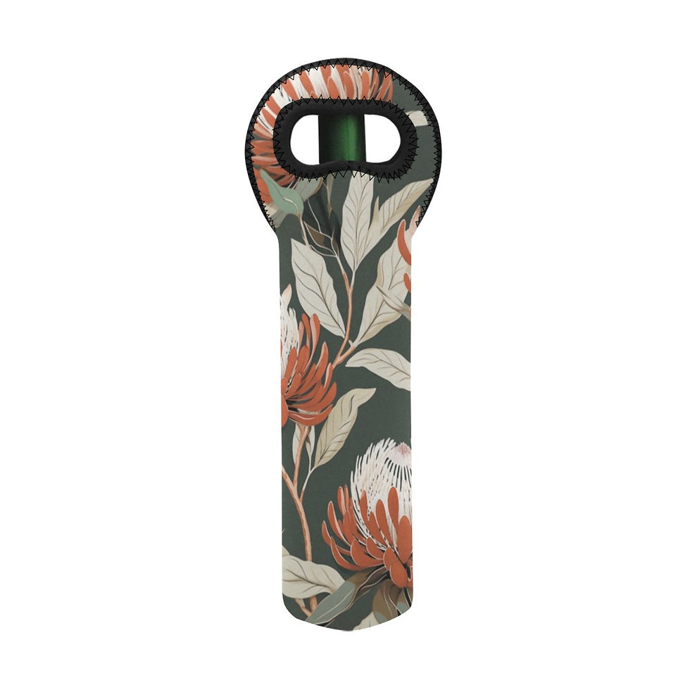 Thumbnail: Rustic Coastal Protea Wine Carrier Single-Bottle Wine Bag Neoprene Wine Bag