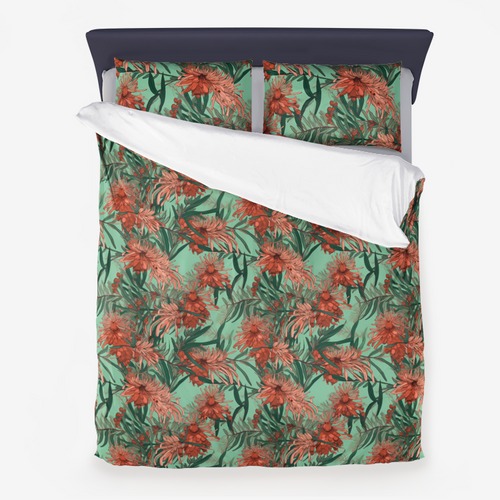 Peach and Mint Natives Quilt Cover Set native + nomad