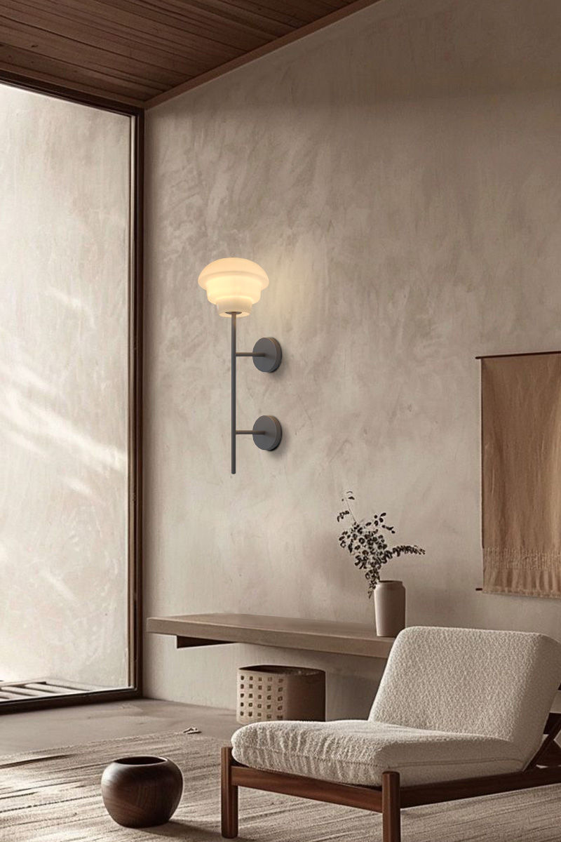Thumbnail: wall lamp features a high-quality white jade glass shade that emits a soft and warm light