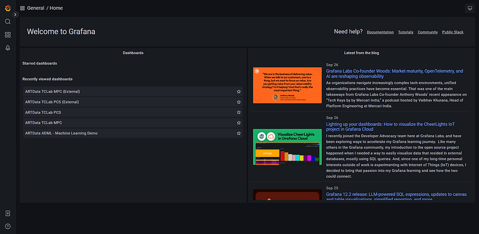 Fig.2 - Grafana welcome page.