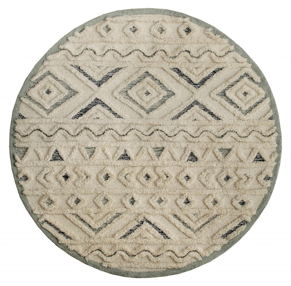 6' Round Cream Modern Geometric Area Rug