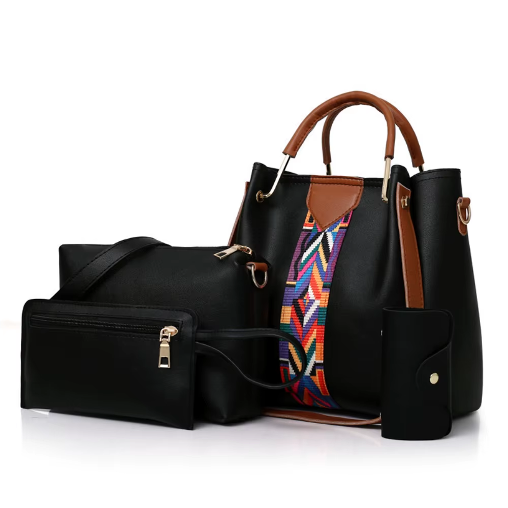 4Pcs/Set Women Handbag And Purses Set Tote Bag Soft Pu Leather Shoulder Bags Cro